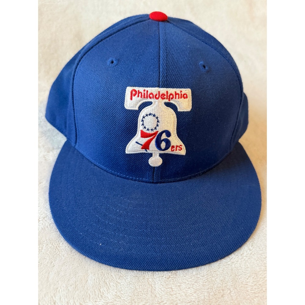 Mitchell & Ness Hat Mens 7 5/8 Blue Good Philadelphia 76ers Liberty Bell Fitted